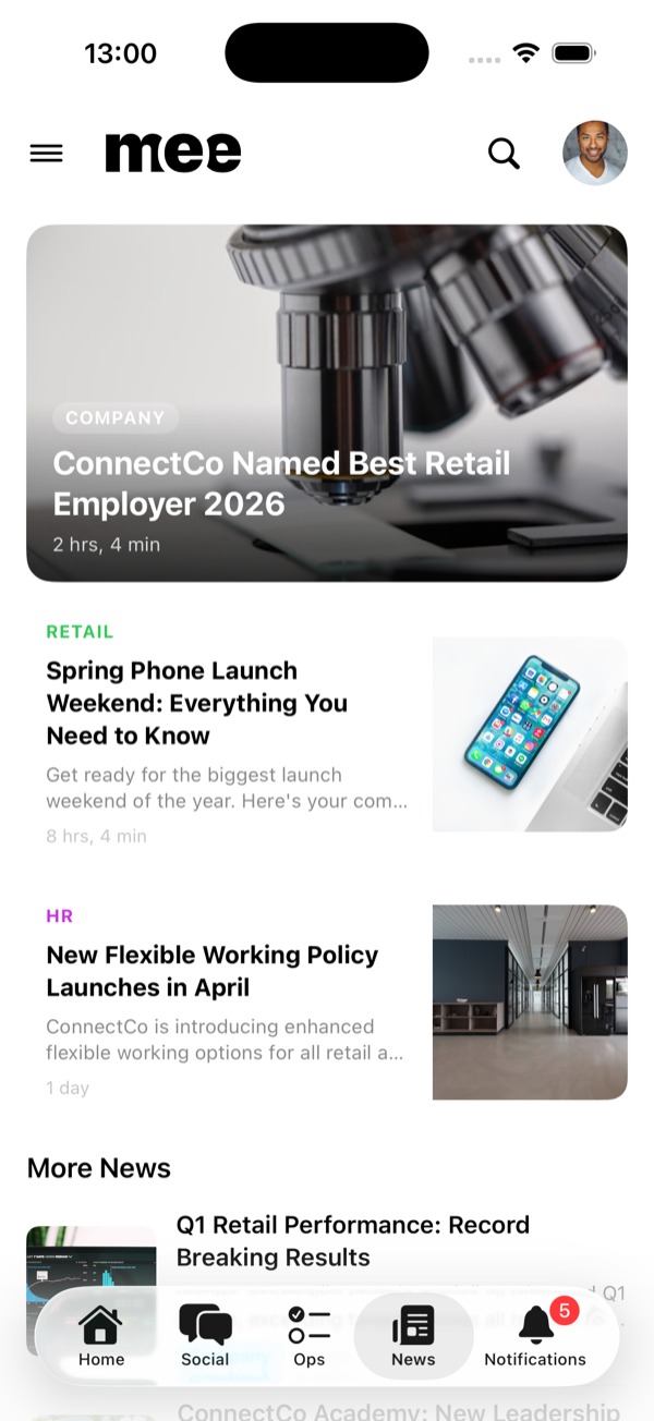 Mee app news feed